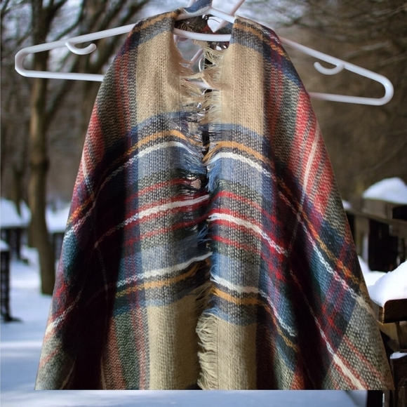 Plaid Sleeveless Women's Scarf Vest Boho Winter Cottagecore - Picture 7 of 8